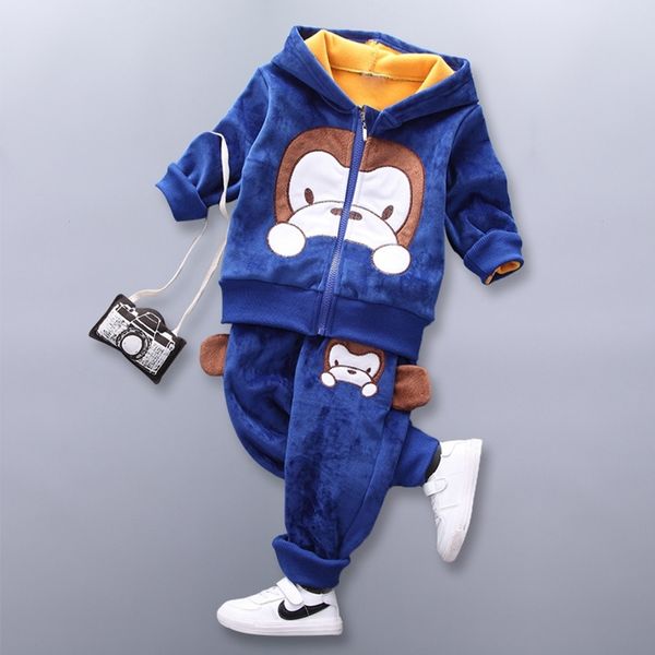 Neonata vestiti inverno più velluto ispessimento vestito caldo per bambini cartone animato dinosauro volpe orso maglione con cappuccio vestito da neonato 3 pezzi 210309