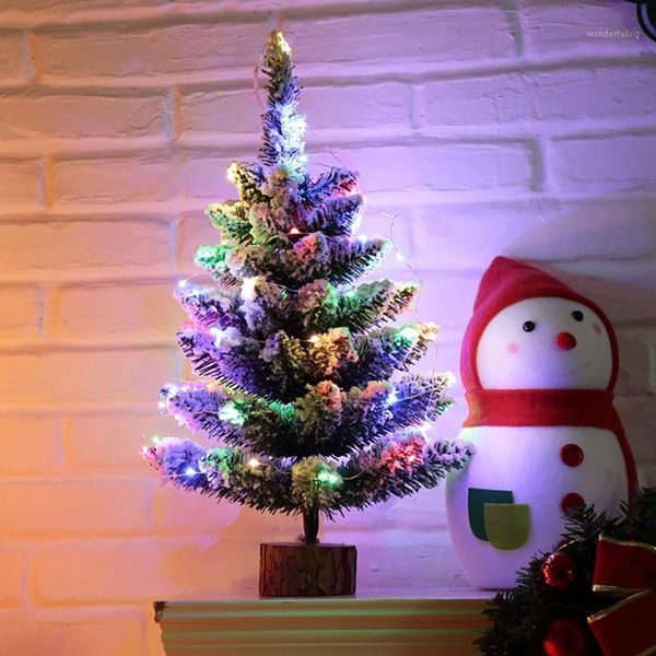 

50cm led christmas pine tree on round wooden base with battery powered string light xmas holiday gift tabledecor1