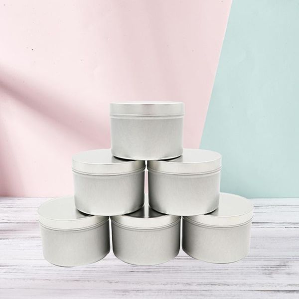 

gift wrap 5 pcs tinplate candy boxes small round candle jar storage tank sealed biscuit container - 8x5.2cm (silver)