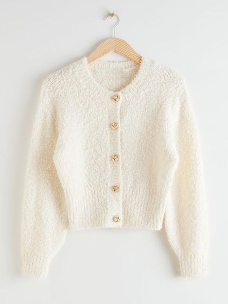 

2020 new women o-neck knitted cardigan autumn winter single-breasted vintage sweater female outwear knitwear, White