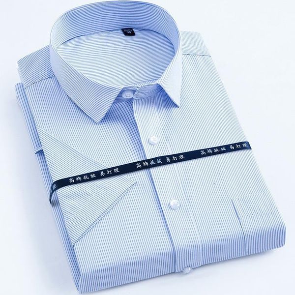 

new arrived work men shirts brand short sleeve striped / twill shirt men dress shirt white male 4xl men's shirt casual slim, White;black