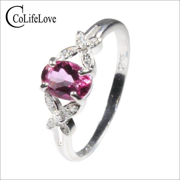 

cluster rings colife jewelry fashion silver z ring for young girl 5*7mm natural pink 925, Golden;silver