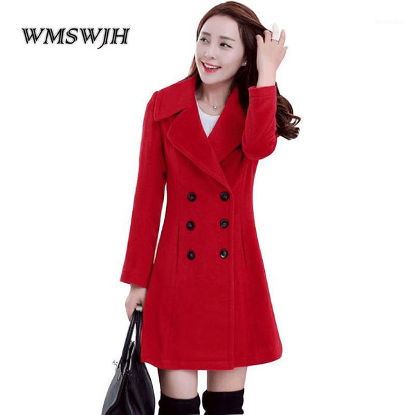 

quality winter jacket women wool coat 2020 fashion slim double breasted woolen overcoat warm blends coats jackets femme 1, Black