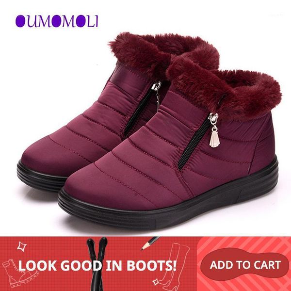 

2020 winter warm cotton shoes women's zipper middle-aged plus velvet thick round toe non-slip waterproof snow boots j2021, Black