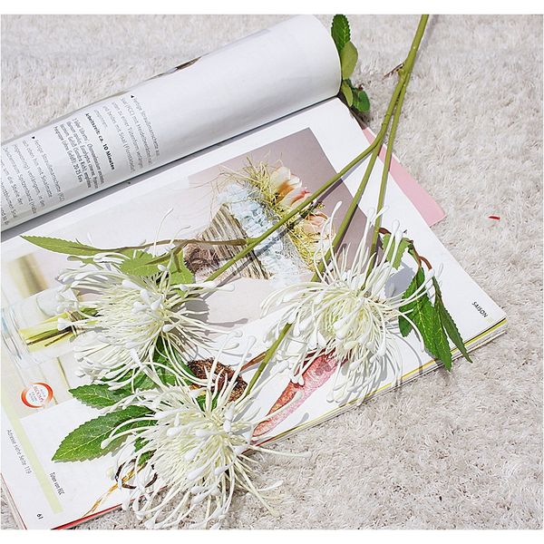 

белые leucospermum искусственные цветы длинные ветви поддельных цветок пластиковые цветы для свадебных украшений сад открытый высокое качест