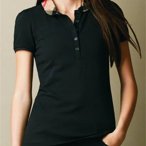 

quality summer printed t-shirt plus size women's fashion short sleeve polos neck ladies designer tees classic office plaid tees shirt, White