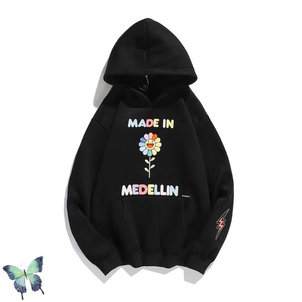 

2021 new rainbow sun flower sign sweatshirt men women casual costume pullover j balvin 100%cotton sweatshirts in7e, Black