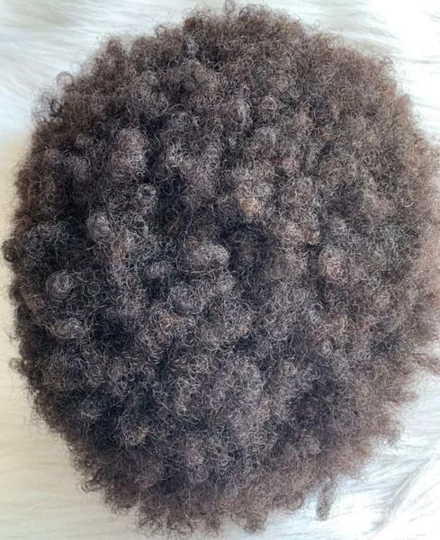 

4mm afro hair full lace units 10mm wave lace pu toupee 8mm wave full pu toupee 10a indian virgin human men hair replacement, Black