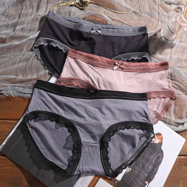 

lace edge retro rose color underpants ultra-thin delicate soft waxy seamless underwear zero sense modal ladies panties1, Black;pink