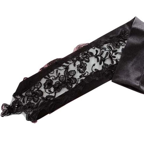 

woman wedding gloves fingerless for bride elbow length long black white ivory lace appliqued beaded bridal party accessories h jllbds