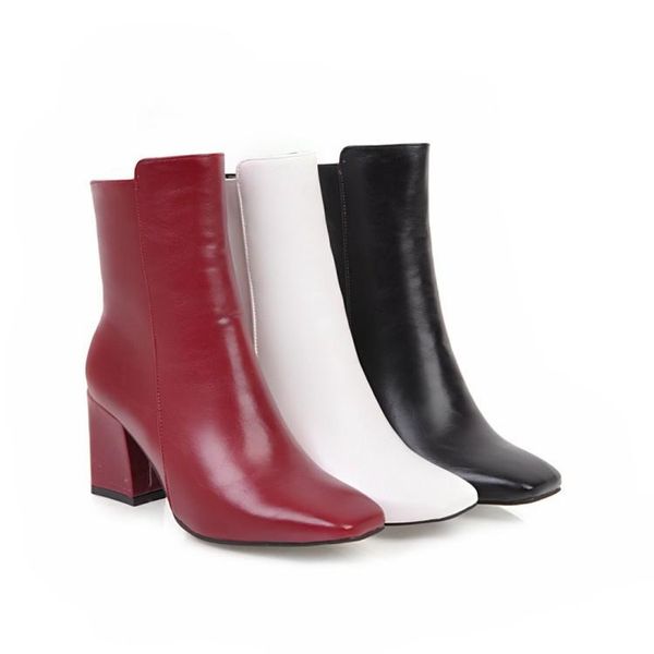 

lady boots women shoes autumn boots-women round toe luxury designer winter footwear low 2020 mid-calf leather rubber mid, Black