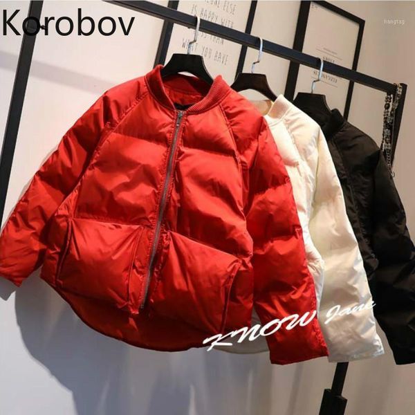 

korobov korean solid preppy style short parkas winter long sleeve zipper pockets women coats cotton female jackets 790191, Tan;black
