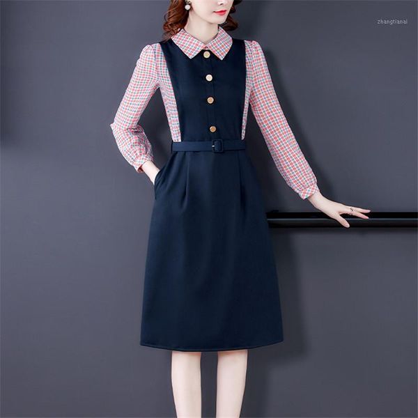

2020 autumn new high-end dress women's light luxury fashion autumn and winter long sleeve office dress1, Black;gray