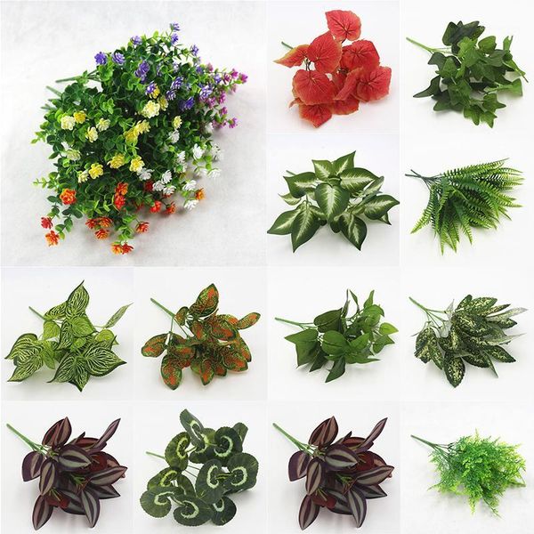 

decorative flowers & wreaths decor foliage wedding diverse garden artificial plants green fake leaf bush flower office plastic 1pc1
