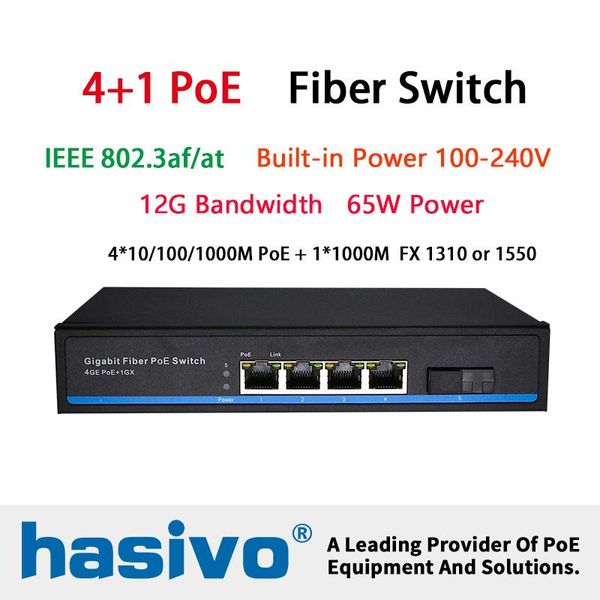 

network switches 4x1000m rj45 port poe switch 1x1000m fiber uplink built in power ac100v-240v gigabit