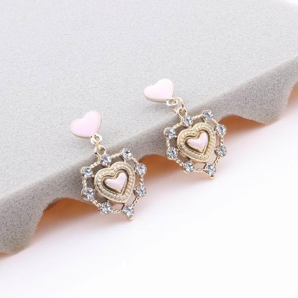 

dangle & chandelier mengjiqiao 2021 korean drop oil love heart pendientes for women fashion accessories rhinestone boucle d'oreille, Silver