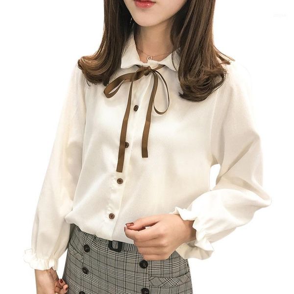 

fashion women bow slim white shirt office ladies long sleeve blouse spring autumn 1