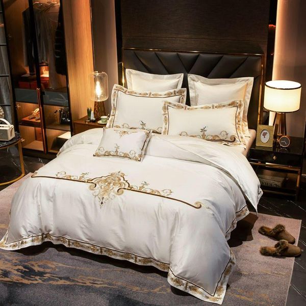 

bedding sets 100s egyptian cotton luxury king  size bed sheet set bedlinen embroidery duvet cover wedding gifts