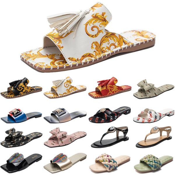 

discount luxury women slides slippers womens fashion sandals black white slide slipper flat flip flops size 37-42