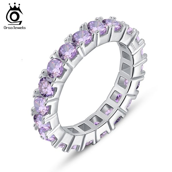 

designer orsa grade purple austrian cubic zircon wedding bands for women never ending band ring wholesale or31-p, Slivery;golden