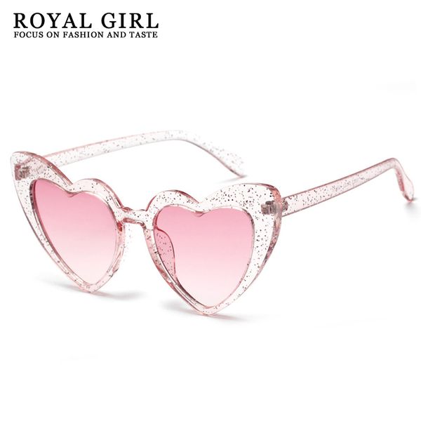 

royal girl love heart sunglasses women 2020 brand designer cute cat eye sun glasses female shiny glittery frames uv400 ss116