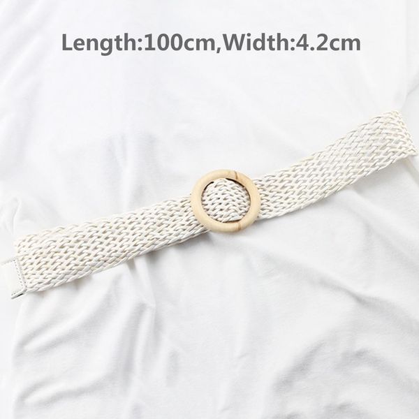

summer braided waist belts for women casual fake straw knitted waistband female vintage fashion square round wooden buckle belt sqckzs, Black;brown