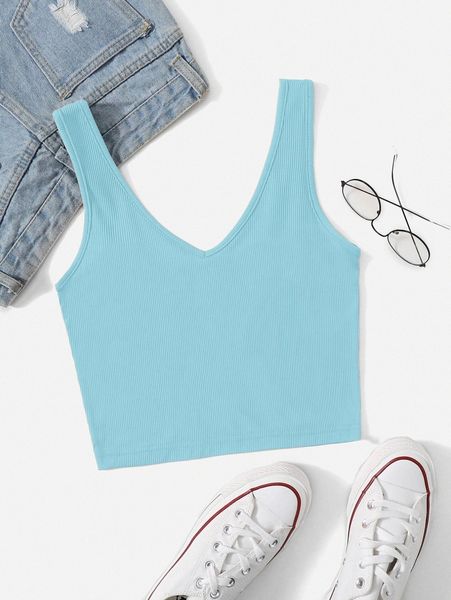 

solid rib-knit tank q5o2#, White