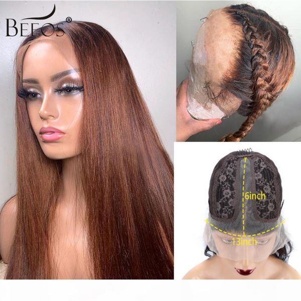 

brazilian remy hair human hair wig ombre brown color 180% density 13*1 t part lace wig pre plucked bleached knots, Black;brown