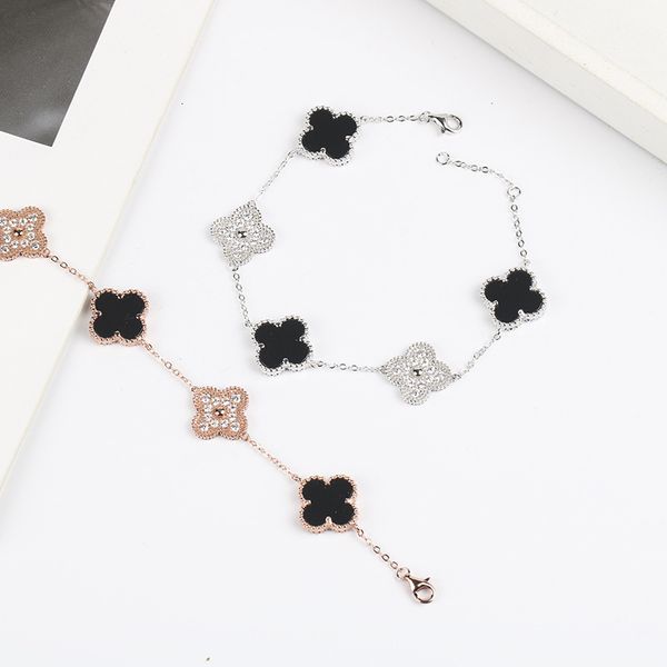 

factorydmy5s925 sterling silver female five-flower four-leaf natural agate rose gold micro-inlaid lucky grass braceletoutletp0qu