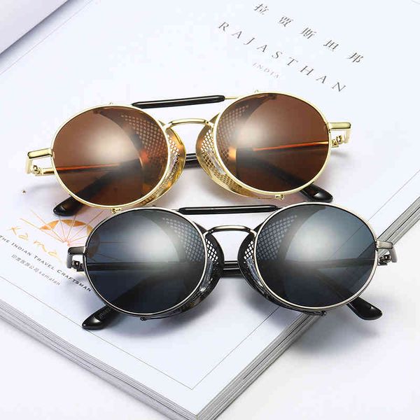

sunglasses 66247 steampunk personality windshield toad round sun men's, White;black