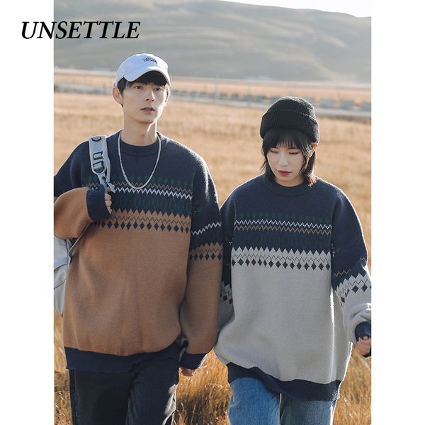 

2020 autumn/winter vintage men sweater patchwork korea harajuku hip hop streetwear pullover oversized sweater women casual h1209, White;black