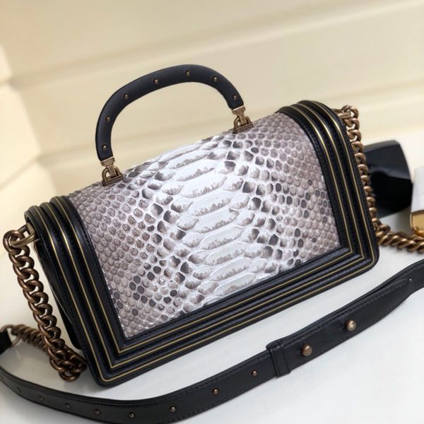 

brand new style shoulder bag 918820 snakeskin hand child rivet handle precious resin metal buckle full of retro flavor unique style fashion