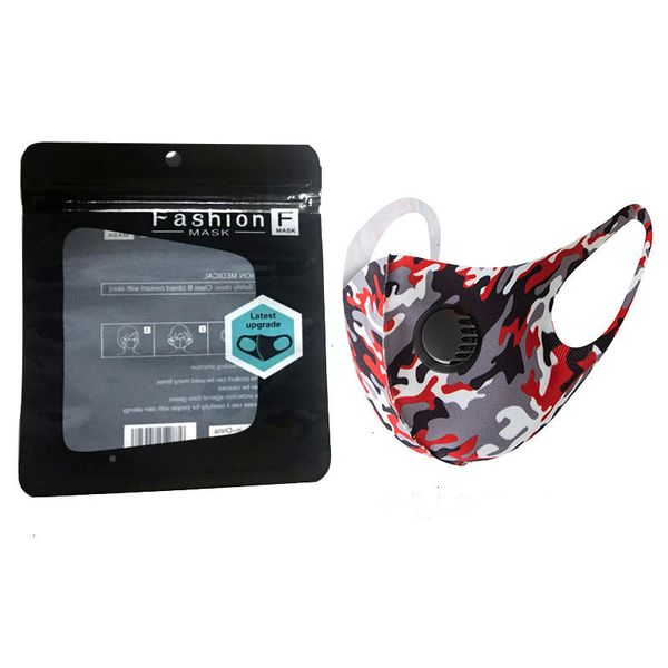 

factory unisexvalve camouflage washable masks with breathing pm2.5 respirator face ice silk cotton mask protective camo