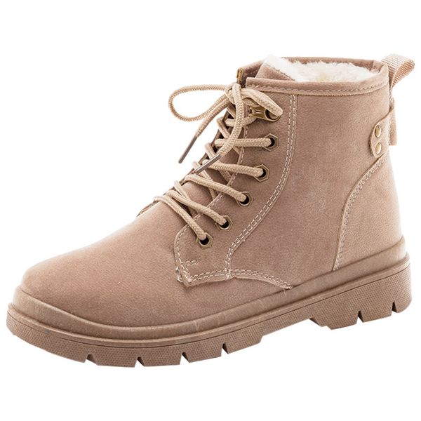 

fujin women snow boots lace up fashion winter plush fur warm female boots women warm ankle botas mujer winter ladies shoes, Black