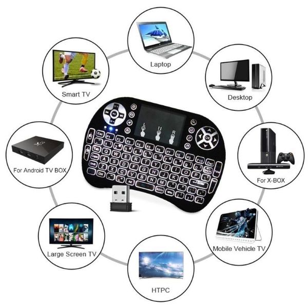 

3 colors backlight mini rechargeable 2.4ghz wireless keyboard with touchpad for android tv box notebook tablet game pc x96