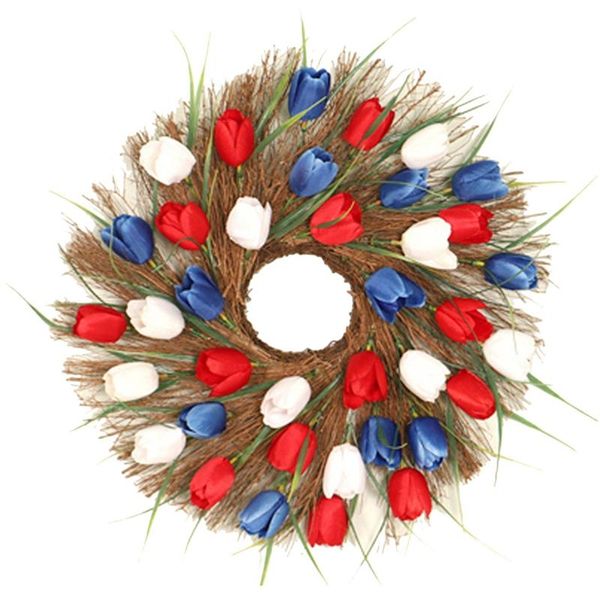 

tulip wreath spring artificial flower wreath for front door window wall hanging valentines day summer decor