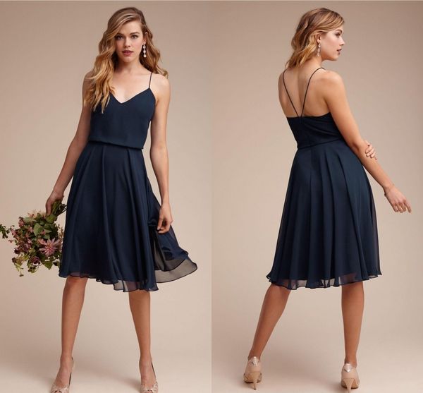 

2021 beach summer short bridesmaid dresses spaghetti straps chiffon a line maid of honor gowns knee length wedding guest party dress al8548, White;pink