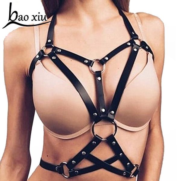 

2020 new punk women garters leather belt body bondage sculpting harness waist belt straps corset suspenders dress belts, Black;brown
