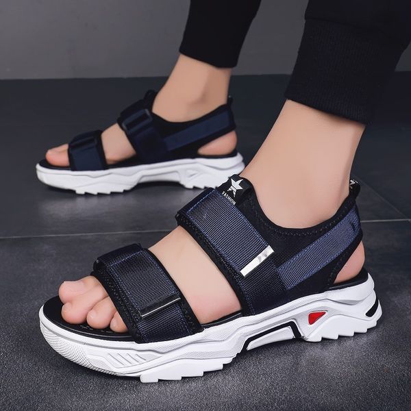

sandals men's summer trend korean version 2020 new casual beach fashion and breathable thick bottom sandals in vietnam c1212, Black;white