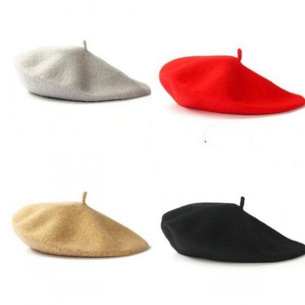 

wool beret hats women winter hat solid color fashion autumn winter beret hat for women flat cap hat felt berets 179 k2