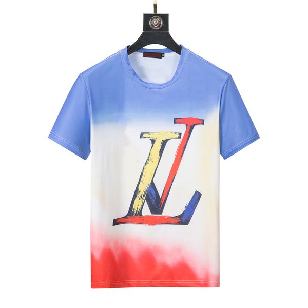 

202ss spring and summer new high grade cotton printing short sleeve round neck panel t-shirt size: m--xl-xxl-xxxl color: black white vc15, White;black