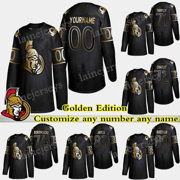 

ottawa senators jersey golden edition 9 bobby ryan 41 craig anderson 7 brady tkachuk any number any name hockey jerseys, Black;red