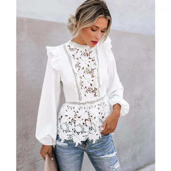 

vogue women floral lace ruffles boho long sleeve white ladies hollow out shirts spring autumn elegant blouses streetwear1