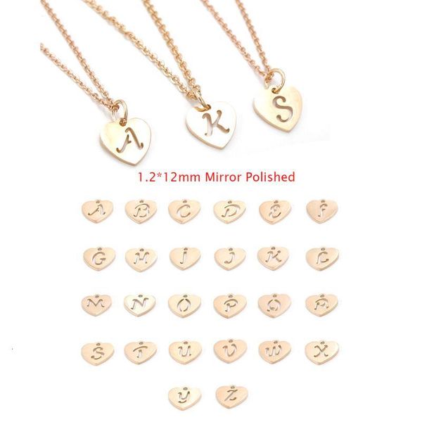 

rosegold color 26 a-z name initial 8pcs necklaces for women long perforated letter pendant necklace