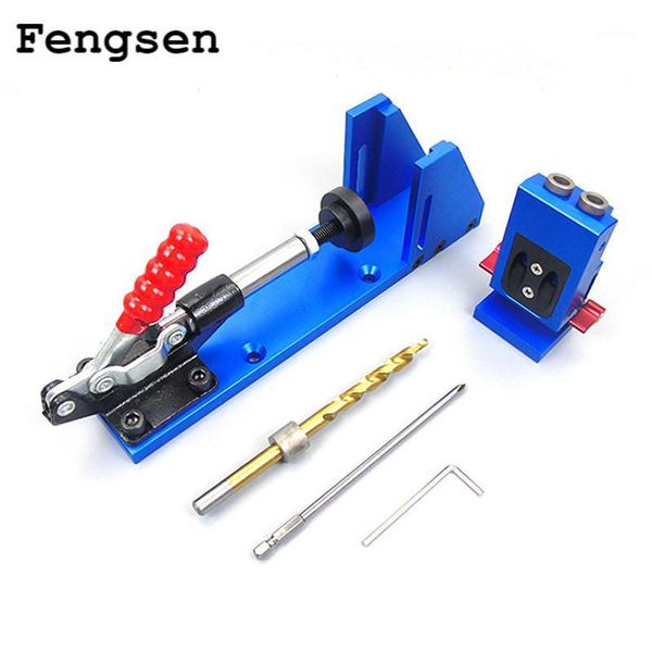 

woodworking slanting hole clip tools oblique pocket hole jig kit system w/ step drill bit for carpenter pulling clamp1