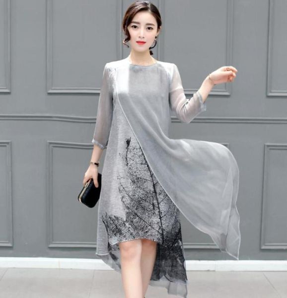 

dress new in irregular silk like summer 2019, Black;gray
