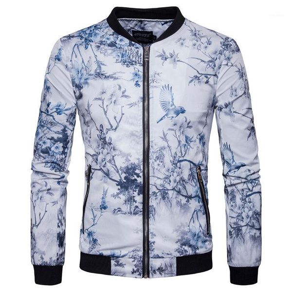 

male jacket new 2021 fashion jacket new high-end print men's fine1, Black;brown