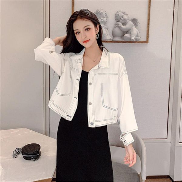 

liberjog short loose denim coat women 2020 autumn leisure easy harbour odor cowboy work clothes jacket1, Black;brown