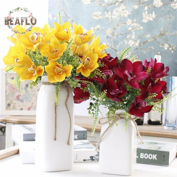 

decorative flowers & wreaths 1bouquet 5 heads artificial flower fake orchid with grass silk party home 4 colors for choice1