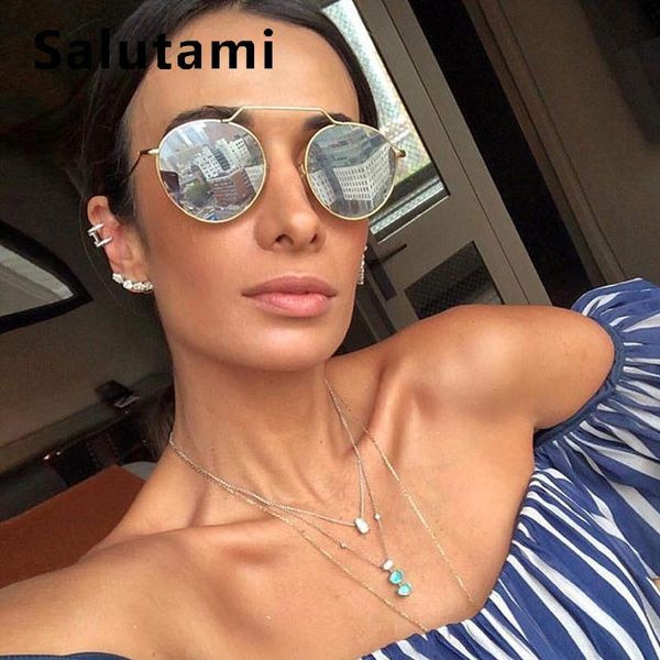 

sunglasses single bridge alloy round brand for women men 2021 fashion ultralight silver mirror sun glasses female chic ins, White;black